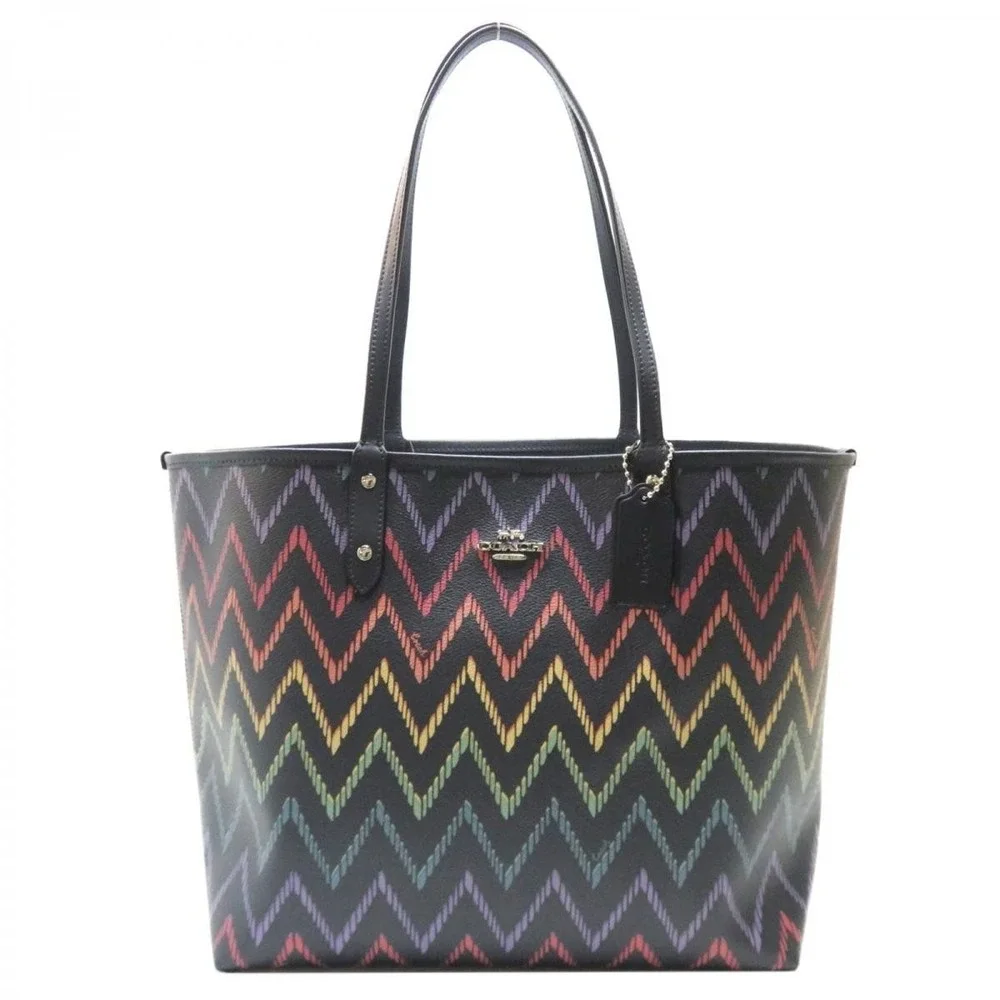 COACH REVERSIBLE CITY TOTE PURSE BAG WITH GEO CHEVRON PRINT NEW